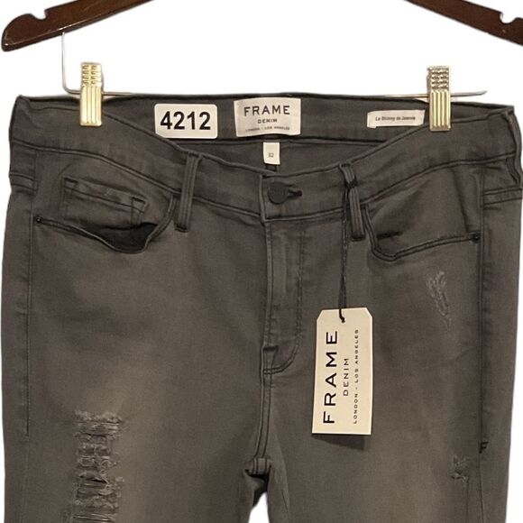 Frame black Denim Le Skinny De Jeanne Knightrider Shred Distressed Skinny Jeans - Picture 7 of 9